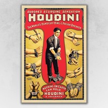 24&quot; X 36&quot; Houdini Handcuff King Vintage Magic Poster Wall Art - £34.35 GBP