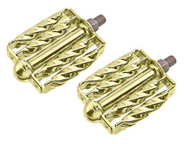 LOWRIDER PRIME DOUBLE SQUARE TWISTED PEDALS 1/2&quot; GOLD, FITS 1/2&quot; CRANK. ... - $64.34