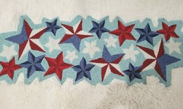 4th of July Patriotic Stars Red Blue Beaded Table Runner Centerpiece 13&quot;x36&quot; - £55.77 GBP