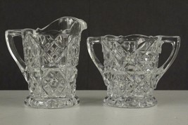 Vintage Table Servingware Lead Crystal Hobstar Cross Creamer &amp; Sugar Set - £17.96 GBP