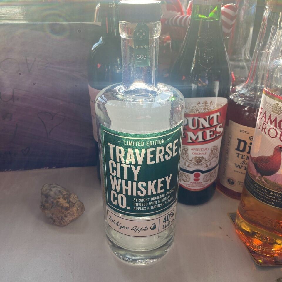 Traverse City Bourbon Whiskey Bottle Empty Michigan Apple Wedding Center... - $1.72