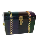 Vintage Trunk Recipe Box or File Box Black & Gold, Holds 3 x 5 Cards, Lockable - $18.75