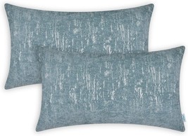 Calitime Throw Pillow Cases Pack Of 2 Smoke Blue Marbling Jacquard Solid Dyed - £33.12 GBP