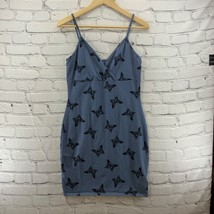 Wild Fable Sun Dress Womens Sz XL Blue Black Butterfly Print Spaghetti S... - £19.41 GBP