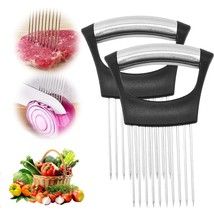 2Pcs Stainless Steel Onion Slice Holder,Premium Multifunctional Slicer Cutter Fo - £9.78 GBP