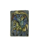 Antique 19th Century Persian Pottery Handmade Tile Large 7.5 In. Horseba... - £183.54 GBP