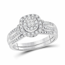 14kt White Gold Princess Diamond Bridal Wedding Ring Band Set 1/2 Ctw - £752.59 GBP