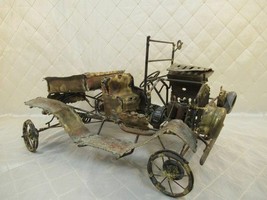Steampunk Car Folk Art Sparkplugs &amp; Burnt Brass Industrial Art Hot Rod Car Vtg - £115.85 GBP