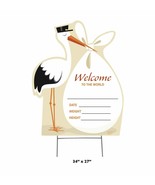 New Baby Stork Outdoor Yard Sign Neutral  Boy / Girl Birth  Garden Grass... - $33.66