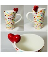 TARGET Latte Mug Multicolored Hearts 3D Rim Red Heart 2010 Tall Valentines Cup - £17.38 GBP