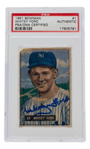 Whitey Ford Autografato 1951 Bowman New York Yankees Rookie Card #1 PSA/DNA - £1,317.37 GBP