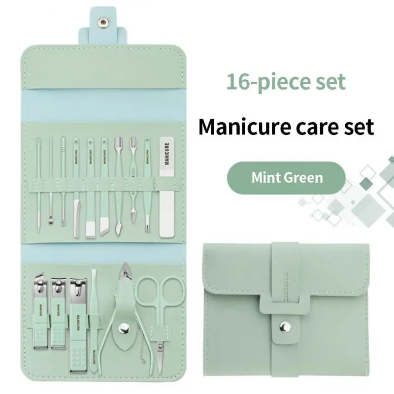 12-16PCS/Set Manicure Kits Stainless Steel Nail Clippers Set With Folding Bag - £19.57 GBP+