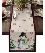 Christmas Table Runner Snowman Burlap Linen 108in Xmas Tree Snowflake Decor - $341.44 MXN Christmas Table Runner Snowman Burlap Linen 108in Xmas Tree Snowflake Decor - $341.44 MXN