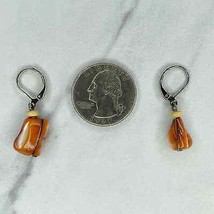 Silver Tone Orange Shell Dangle Earrings Pierced Pair - £5.45 GBP