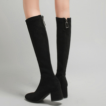 Stretch Women&#39;s Winter Thigh High Boots Suede Knee High Boots Black Casual Low H - £63.14 GBP