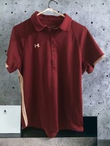 Under Armour Polo Shirt Women’s Large Heat Gear Loose Golf Casual Burgan... - $19.80