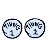 THING ONE AND THING TWO IRON ON PATCH SET 3.5&quot; Embroidered Cat in the Ha... - $128.63 MXN