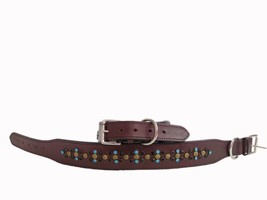 Shwaan Leather Dog Collar Brown Brown RHINESTONE Dog Collar  - $25.00
