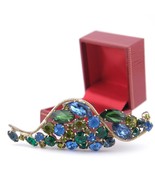 Huge STUNNING Royal Blue, Olivine, Emerald Green, 4&quot; Rhinestone Statemen... - $88.00