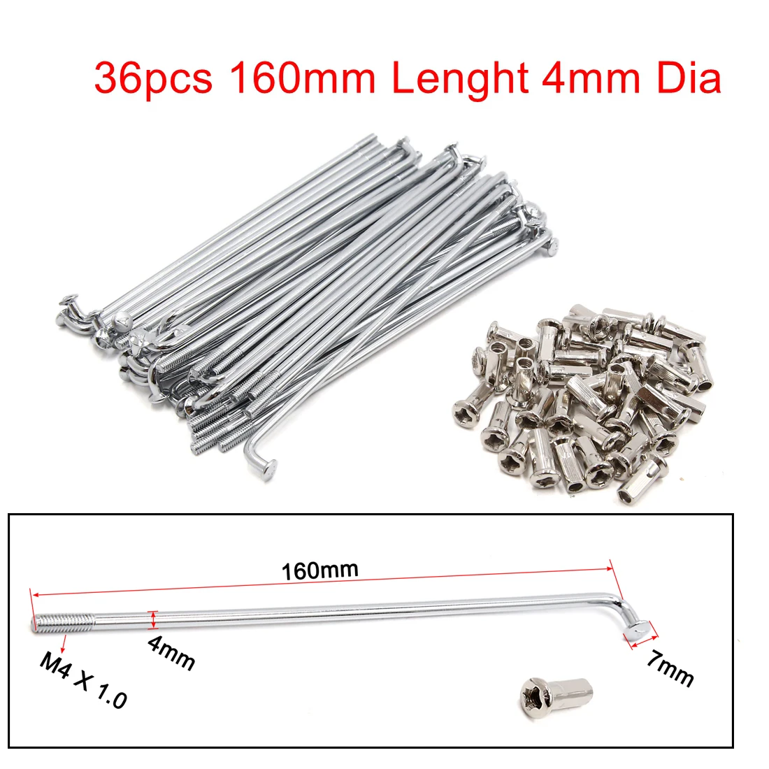 36pcs 72pcs 4mm Thread Diameter 150mm-170mm Length Motorcycle Wheel Spokes With  - $152.37