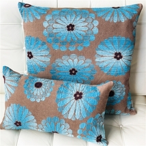 Shasta Blue Floral Throw Pillow 12x20, with Polyfill Insert - £31.59 GBP