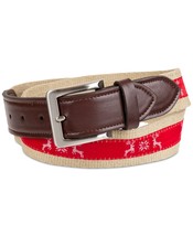 Club Room Men&#39;s Faux Leather Holiday Cheer Belt Red L 38-40 - £9.16 GBP