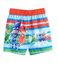 Toddler Boys Size 2T PJ Masks Graphic Striped Swim Trunks Beach Pool Summer Fun - £9.29 GBP
