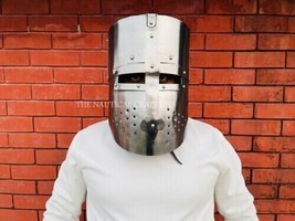 Knight Templar Helmet Medieval Great ancient steel Inside Leather 18 gauge - $98.99