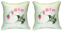 Pair of Betsy Drake Hummingbird Large Pillows 18 Inch x 18 Inch - £71.21 GBP
