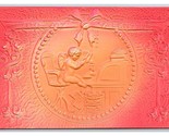 Cupid at Desk To My Valentine Airbrushed High Relief DB Postcard V17 - $4.90