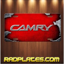 TOYOTA CAMRY Inspired Art on Silver and Red Aluminum Vanity license plate Tag - £15.51 GBP