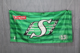 Saskatchewan Roughrider Flag - Green Pin Stripe by Pilsner - Double-Sided Flag - £26.28 GBP