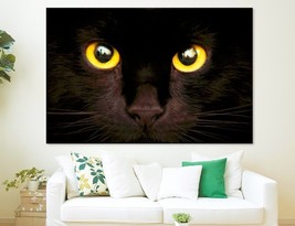 Black Cat Canvas Print Cat Wall Art Cat Eyes Poster Cat Lover Gift Home Decor Ca - £39.40 GBP