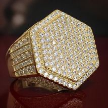 Sim Diamond Pinky Ring Men&#39;s 14K Yellow Gold Finish Round Wedding Band 3.57 CT - £104.39 GBP