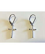 Cross 1&quot;  925 Sterling Silver Drop Earrings, New #Gftshp-38 - $17.99