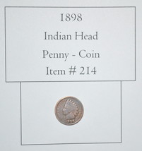 1898 Indian Head Penny, # 214, penny, vintage penny, vintage coins, rare coins - £11.25 GBP