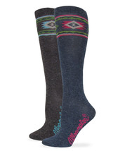 Wrangler Womens Angora Blend Aztec Pattern Boot Knee High Socks 2 Pair Pack - £14.94 GBP