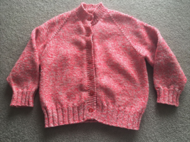 Vintage Homemade Cardnigan Red Beige Sweater 1950s Cable Knit Girls M Ha... - £19.46 GBP