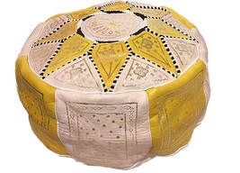 Moroccan yellow pouf- Moroccan yellow ottoman hassock - Moroccan pouf ye... - £107.87 GBP