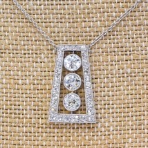 2.5Ct Round Cut CZ Diamond ThreeStone Pendant 14K White Gold Finish 18&quot;Chain - £121.07 GBP