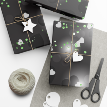Black and Gray Hearts Gift Wrap Paper, Eco-Friendly - $14.99