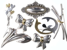 Retro Collection Mexican Sterling/Brass Mixed metals brooches x - £143.27 GBP