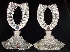 Amazing Pair of Vintage Czech Perfume Bottles~RARE~Signed~6.75&quot;~Dauber Intact - £215.81 GBP