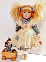 Vintage Porcelain Doll Kaylee &amp; Doll w/ Wagon Heritage Signature - £23.81 GBP
