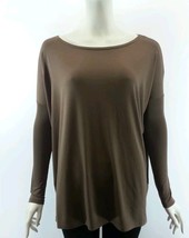 PIKO Brown Oversized T-Shirt Authentic Soft Loose Top Bamboo Boat Neck - $23.36