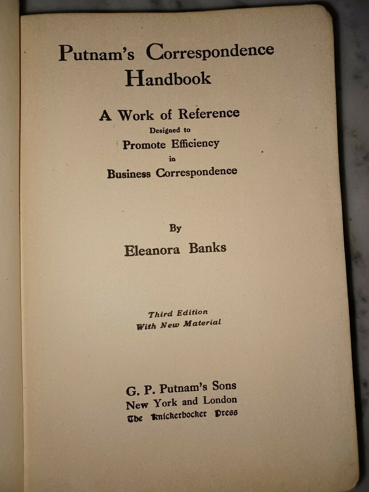 Leather Putnam's Correspondence Handbook 1914 by Eleonora Banks Letter