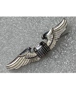 PRE WWII, ARMY AIR CORPS, PILOT, WING, PINBACK, STERLING, 2-INCH, AMICO - $45.00