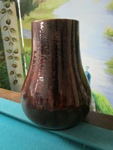 American Brooklyn Rare Volkmar &amp; Cory Pottery Brown Pottery Vase 10 1/2&quot; Marked - £934.51 GBP