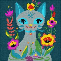 Pepita Needlepoint Canvas: Wacky Floral Cat, 10&quot; x 10&quot; - £62.12 GBP+
