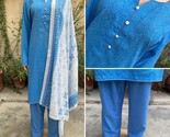 Pakistani Blue Chunri Printed Straight Shirt 3-PCS Lawn Dress,X-Large - £42.60 GBP